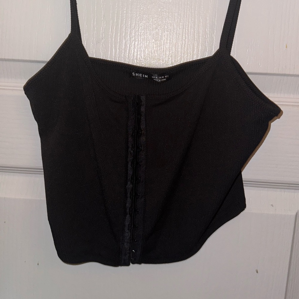 Hook and Eye Rib- Knit Cami Top from Shein 🖤
